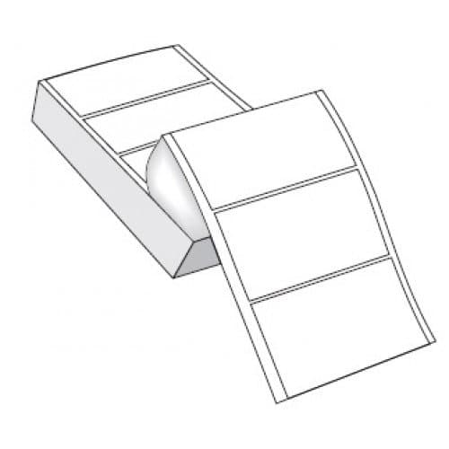 LabelRack Rectangle 4" x 2" Top-Coated Thermal Transfer Fanfold Labels (Blank) with Permanent Adhesive, Perforated Each, Liner, 2500 Labels/Stack, 2 Stacks/Case - White (LF4211-R)