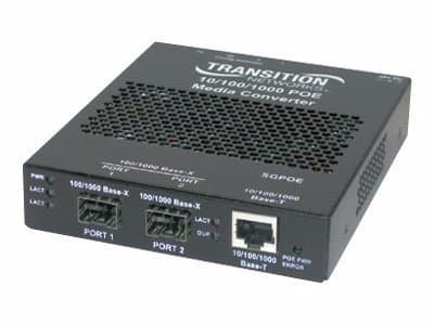 Transition Stand-Alone Power Over Ethernet PSE - Media Converter - RJ-45 / SFP (Mini-GBIC) - SGPOE1040-100-NA