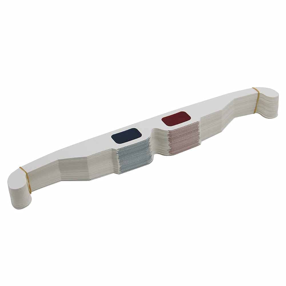 Happy Trees 50 Pairs - FLAT- 3D Glasses Red and Cyan WHITE Frame Anaglyph Cardboard (Set of 50)