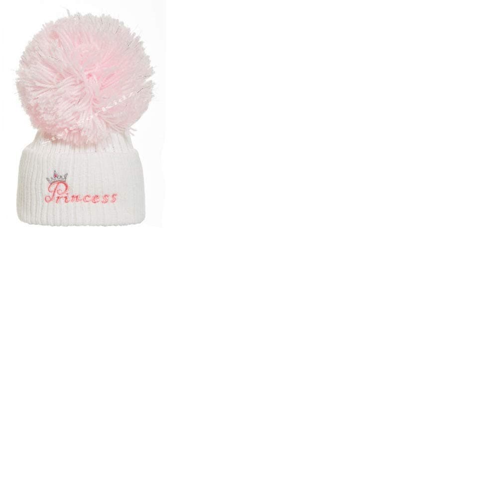 Soho FashionsLuxury British Made Baby Girl Full Pink White/Pink Princess Silver Pom Cute Decorative Frilly Knitted Pom Pom Newborn Baby Hats