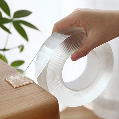 AubeAlba Double Sided Adhesive Silicon Tape | Transparent | Heavy Duty | Heat Resistant | Multi Functional | Washable | Sticky | No Trace | Anti-Slip Gel | Nano (3M x 2MM Thickness)