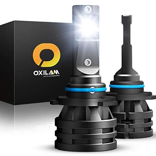 OXILAM 9006 LED Headlight Bulbs 10,000 Lumens Extremely Bright Mini Design HB4 All in One Conversion Kit 6000K White (Pack of 2)