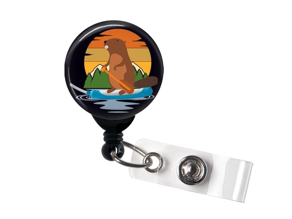 Retractable Badge Reel - Cooter Canoe Purewick Beaver - Badge Holder with Swivel Clip or Slide Clip, Funny Nurse Badge, WAP, RN Badge, LPN Badge