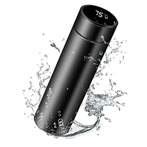 AGWorld Stainless Steel Insulated Hot & Cold Smart Thermos Flask with Led Temperature Display | Drinking Water Experience with New Technology | Smart Sensor | Black | 500 ml