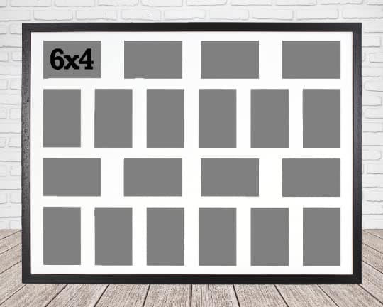 Multi Aperture Photo Frame. Holds 20 6x4" Photos. 80x60cm. Portrait and Landscape. Laser etched personalisation available - AFG22 (Windsor Frame 22x22mm, Light Grey)