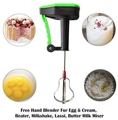 Kavid Manual Hand Blender/Mixer/Beater/Whipper with stainless steel blades Machine for Curd Lassi Maker , Cake Mixing , Egg Shake butter Milk Cream ( Multicolour).