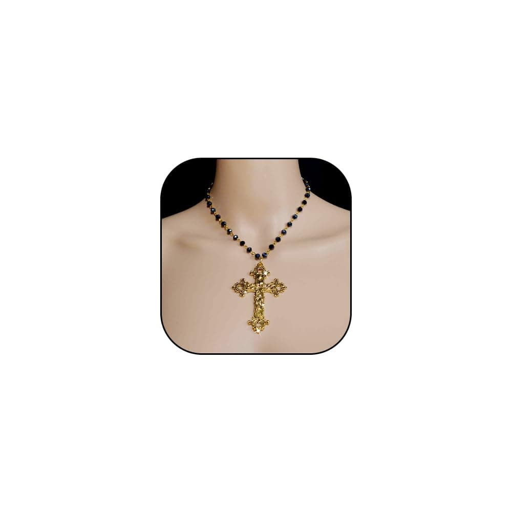 Sponsored Ad - Gothic Punk Cross Pendant Necklace Pearl Rhinestone Clavicle Chain Necklace Hip Hop Flower Cross Necklace Jewelry for Women Gifts