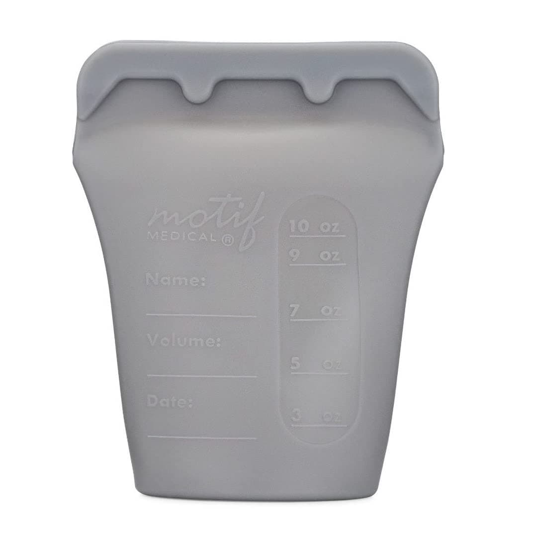 Motif Medical Reusable Milk Storage Bags, BPA Free Silicone, 3 Bags, Stores 10oz of Milk