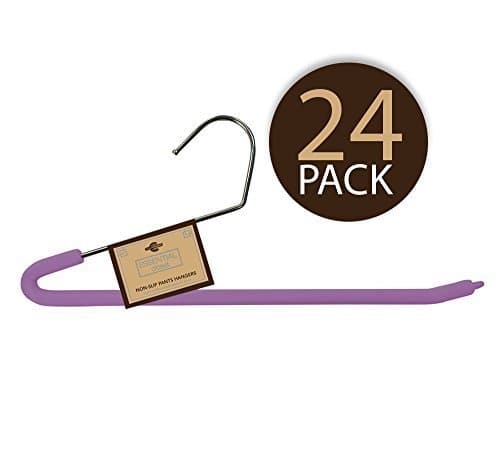 Closet Complete Foam-Coated Chrome Non-Slip Pants Hangers, Lilac, Set of 24