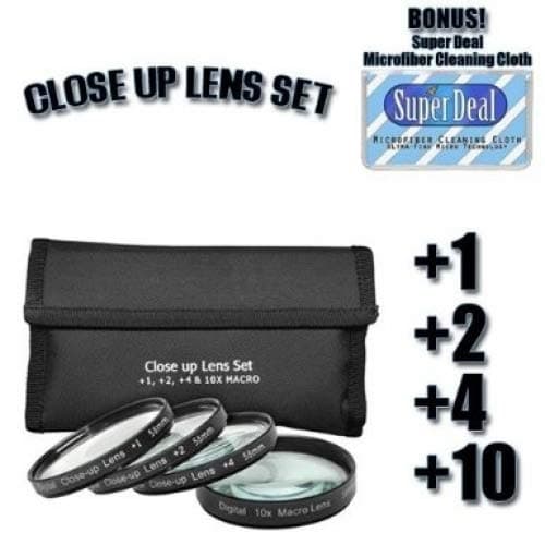 CLASSIC High Definition +1 +2 +4 +10 Close-Up Macro Filter Set + Pouch For The Nikon D3, D40, D40X, D50, D60, D70, D80, D90, D100, D200, D300, D700 Digital SLR Cameras Which Have Any Of These (18-55mm, 55-200mm, 50mm) Nikon Lenses