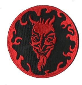 Berg Artist Novelty Patch - 2.5" Lucifer Devil Inverted Sun Flames Applique