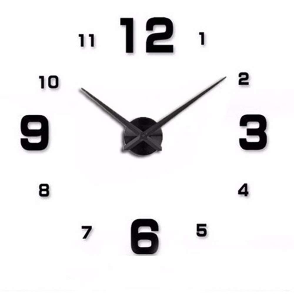 UZZHANG Creative clock DIY Acrylic mirror wall clock personality 3D wall sticker clock