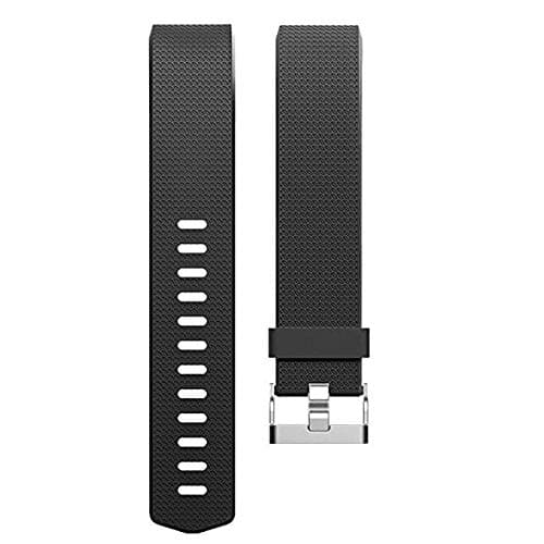 MASKED Replacement Silicone Wristband for Fitbit Charge 2 HR, Large (Black)