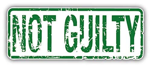 Not Guilty Grunge Stamp Window Truck Car Bumper Sticker Decal 6'' x 3''