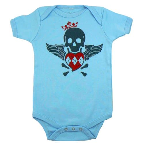 Rattle Me Organic Bodysuit Skull Blue, 6 to 12 Months