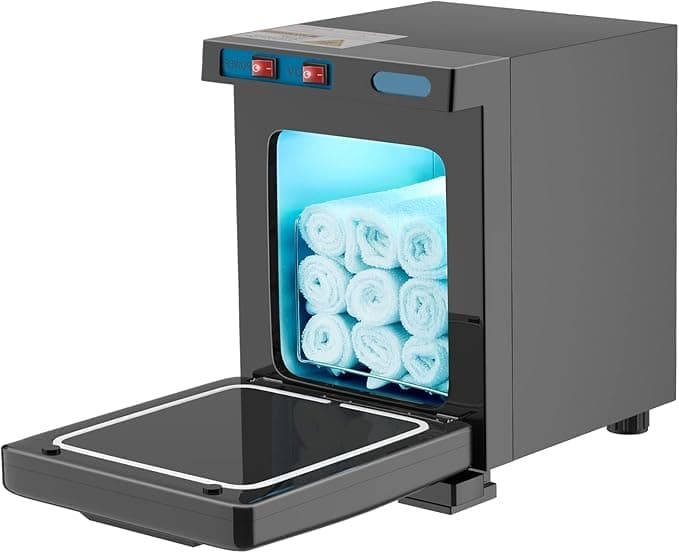 TAYGUM Hot Towel Warmer, 5 L Fast Heating Towel Heater, 2-in-1 Professional Premium Towel Steamer,Professional Salon Equipment UV Antivirus Towel Steamer for Facials, Spa, Barbers, Massage, Black