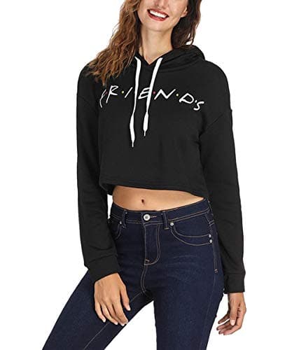 Womens Friends TV Show Short Hoodies Long Sleeve Graphic Sweatshirt Top