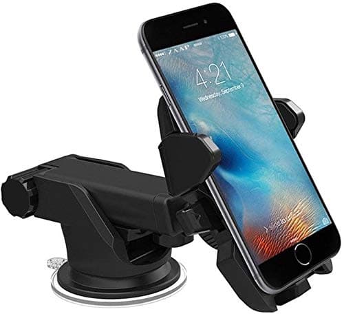 CQLEK® Car Mobile Phone Holder - Telescopic One Touch Long Neck Arm Adjustable Quick Stand Technology 360 Degree Rotation with Ultimate Reusable Suction Cup Mount for Dashboard/Windshield/Desktop