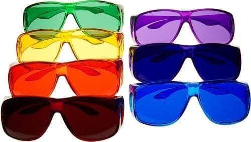 Color Therapy Glasses Large Fit Over Style Set of 7 Colors - Poker Sunglasses [Also Available in Set of 9 or 10]