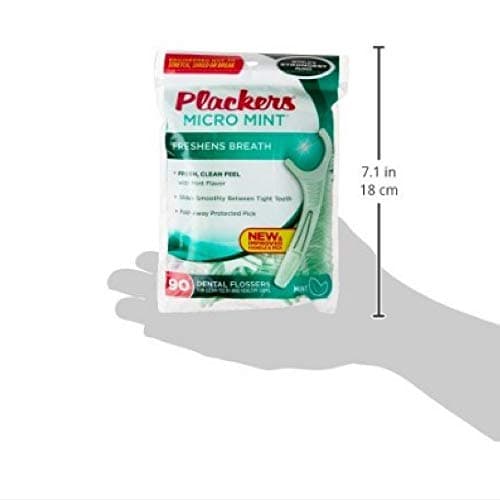 PLACKERS Micro Mint Freshens Breath, Dental Flossers Mint 90 Each (Pack of 2)