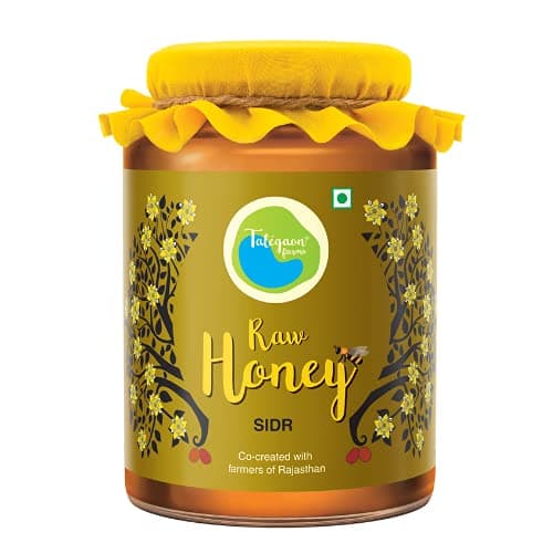 Talegaon Farms Honey | Raw Sidr Honey, 500g Glass Bottle | Unfiltered, Unheated & Unpasteurized Honey