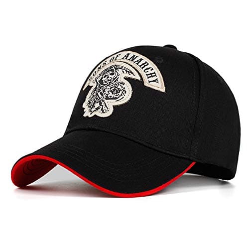 SAMCRO Baseball Cap SOA Embroidery Casual Snapback Hat Fashion Racing Motorcycle Sport hat (Black 1)