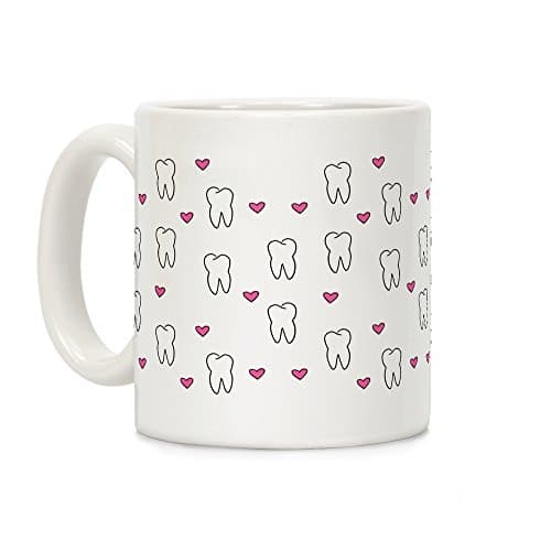LookHUMAN Unique Coffee Mugs Novelty Mugs Fun Mugs - Tooth Pattern Unique Mugs Cool Coffee Mugs Ideal Gift Cup For Dental Lovers Double-sided Print Novelty Coffee Mugs Ceramic Cup Available In 11oz