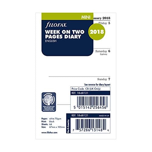 Filofax Mini Week On Two Pages English 2018 Diary