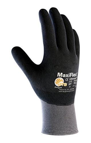 PIP Medium MaxiFlex Ultimate by ATG Black Nitrile Full Coated Work Gloves With Nylon And Lycra Liner And Continuous Knit Wrist