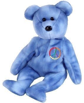TY Beanie Baby - PEACE 2003 the Bear (Blue Version - Non-Colored Peace Sign ) (UK Exclusive) by Ty