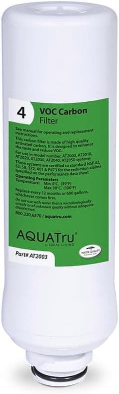 AquaTru Classic VOC Carbon Replacement Filter (Stage 4) – Compatible with AquaTru Classic, Classic Smart & Under Sink Purifier Models (Green)