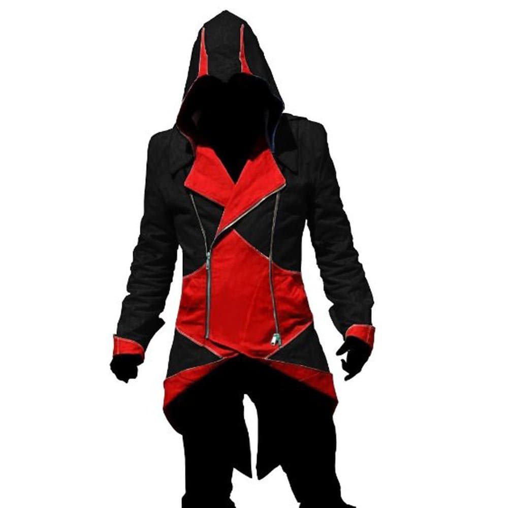 Assassins Creed III Connor/conner Kenway Hoodie Costume Jacket Coat - 7 Opitions (Men-Large, Black with Red)