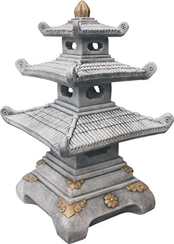 Pagoda Temple of Artificial Stone, Very Decorative for Garden. Grey and Gold. Very Good acabados. Duplo 80 cm height x 48 cm Width. 95 Kg