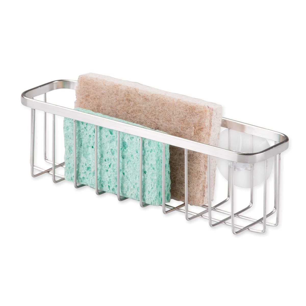 iDesign 84822 Gia Kitchen Organiser Sink Caddy, Dish Sponge Holder, Silver, Extra Large, Polished, Stainless Steel
