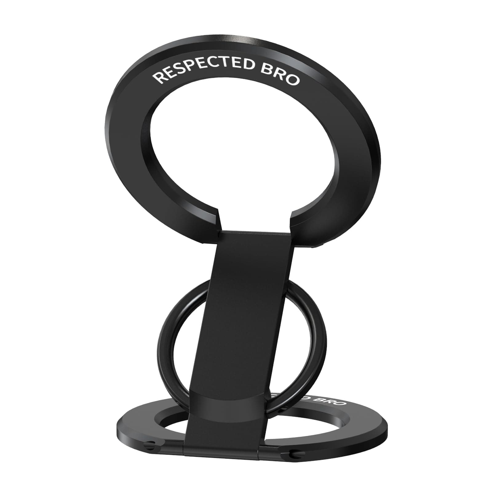 Magnetic-Phone-Ring-Holder with Dual Rings, Compatible with iPhone 16/15/14/13/12, Multifunctional Stand for Desk,Office,Gym,Kitchen & All Metal Surfaces, Finger Loop Grip (Black)
