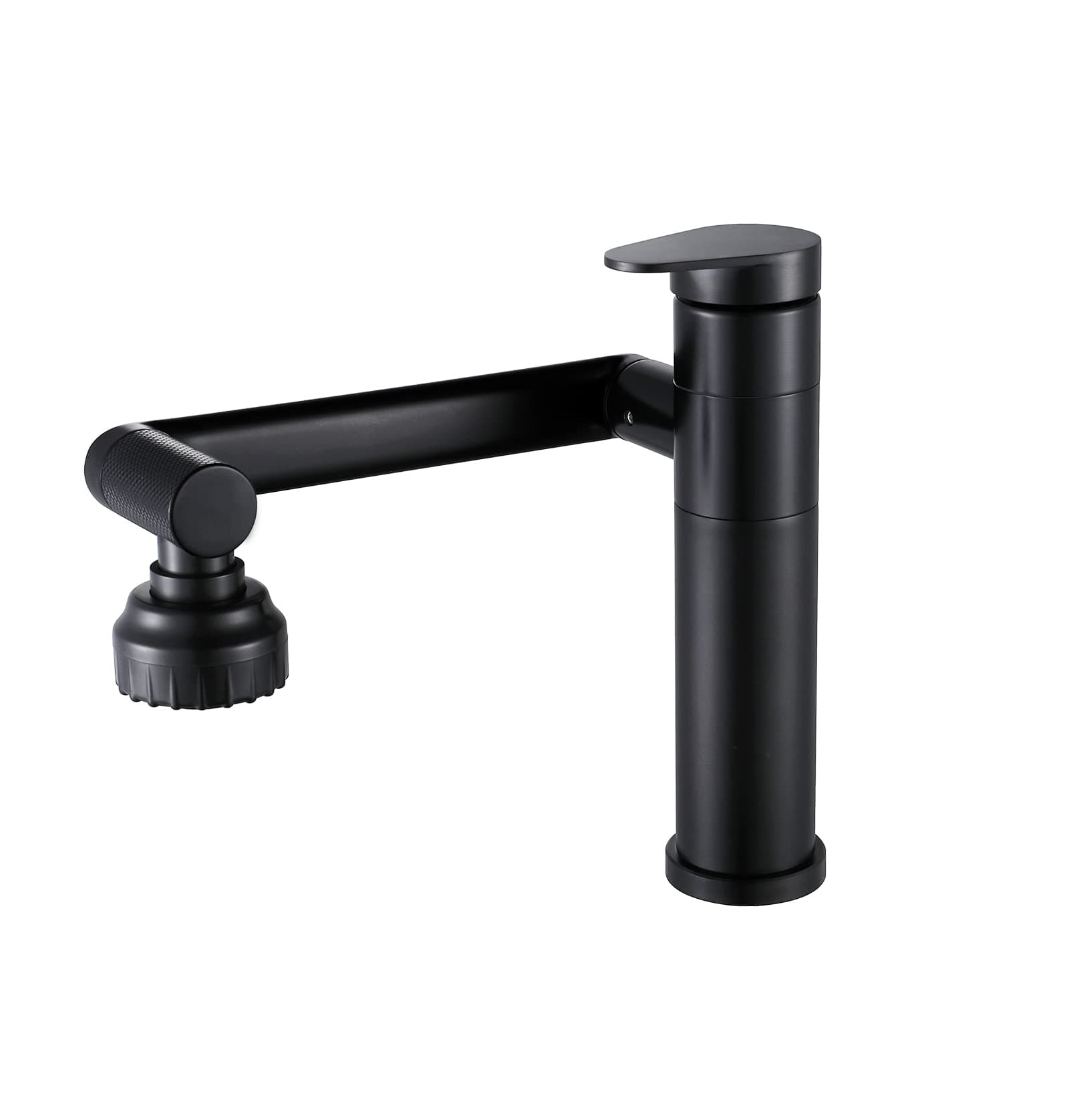 Black Bathroom Faucet 1080 Degree Swivel Lavatory Basin Sink Faucet 1 Handle Big Angle Spray Aerator Spout Extender Universal Rotating Splash Filter 2 Water Outlet Modes