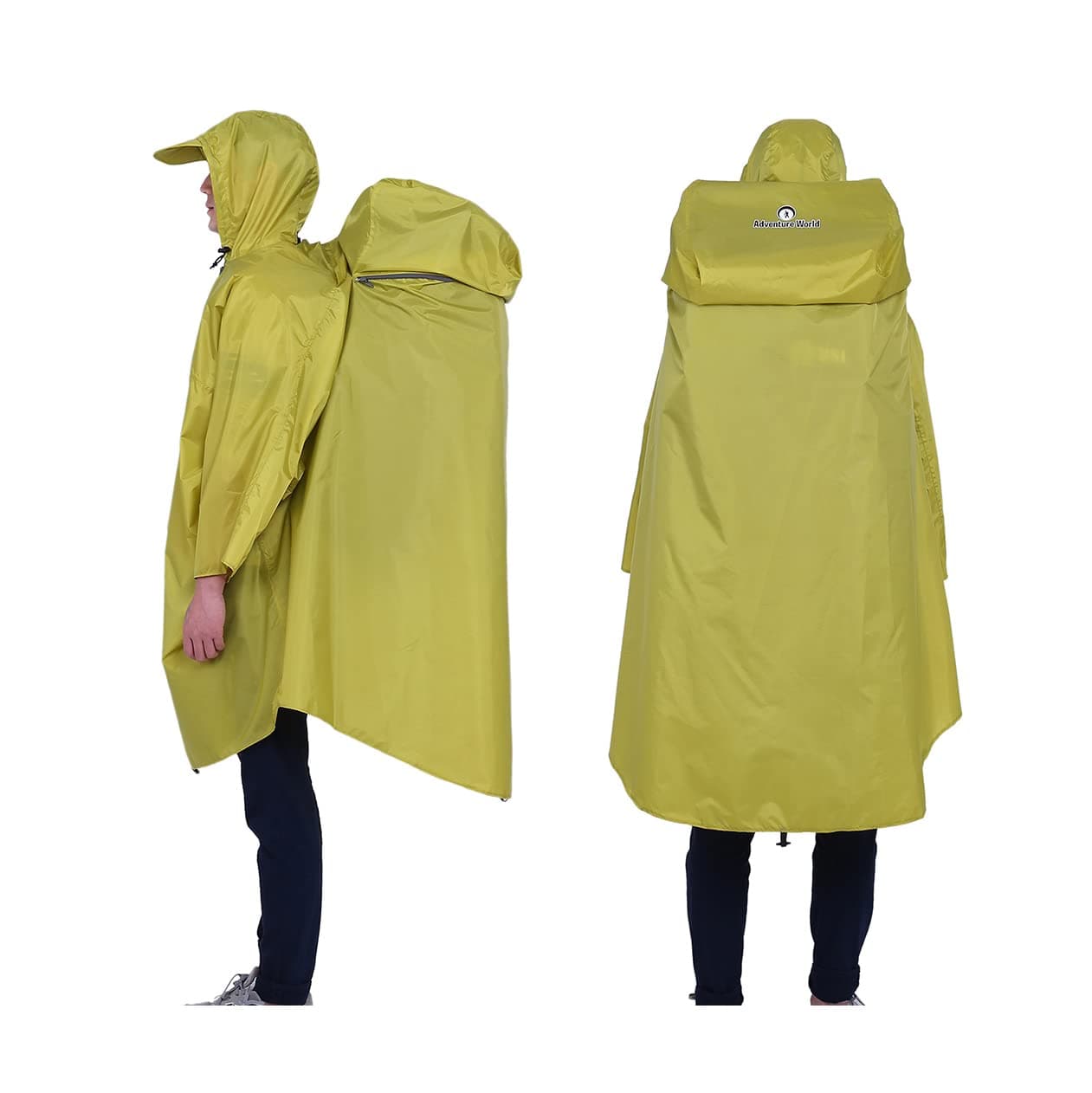 Adventure World Globotrekker Backpack Poncho Lightweight Waterproof Rain Poncho for Hiking, Camping, Travel & Outdoor Use