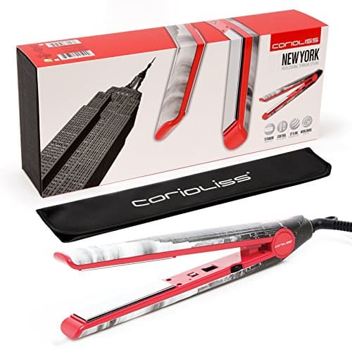Corioliss C1 Professional Titanium Hair Styling Iron, Limited Edition Landmark New York, 2 Year Warranty, 1" Titanium Plates, Negative Ion, Anti-Frizz, Dual Voltage, Heat Resistant Pouch incl.