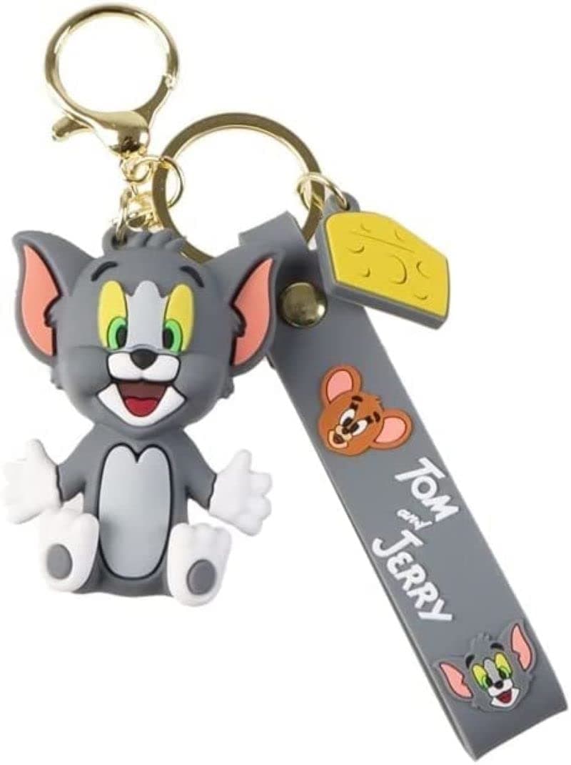 Jerry And Tom Cartoon Cat 3D Character Silicone Charm Keychain