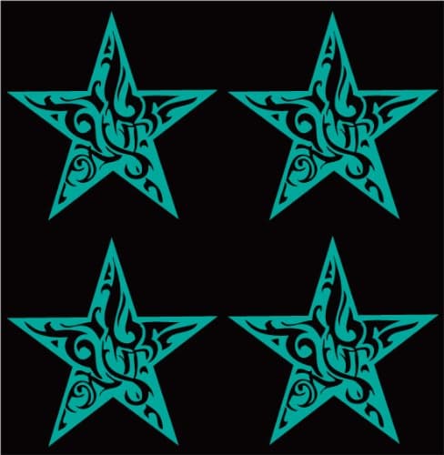 Tribal Stars Decal 3" X 3" Four Pack A061teal