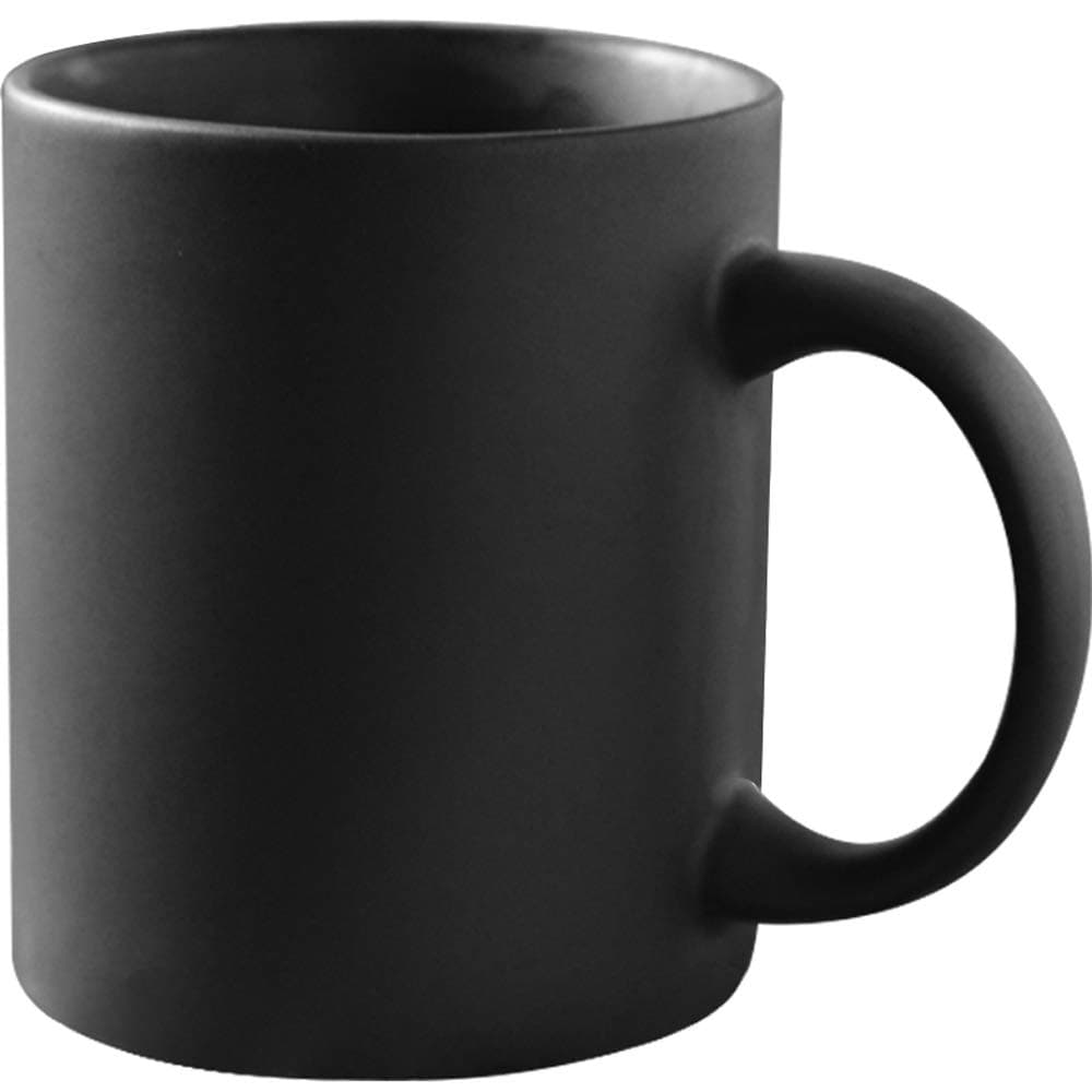 Smilatte 11 oz Matte Black Porcelain Coffee Mug, Classic Ceramic Cup with Hanlde for Latte Cappuccino Tea, Matt Black