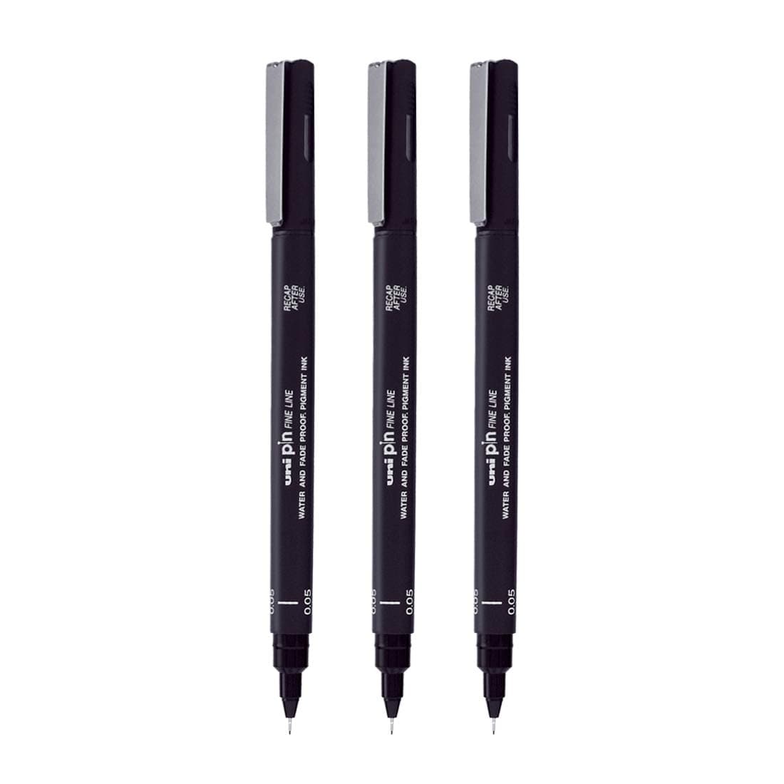 uni-ball PIN-200 0.5 mm Fineliner Drawing Pen, Black Ink, Pack of 3