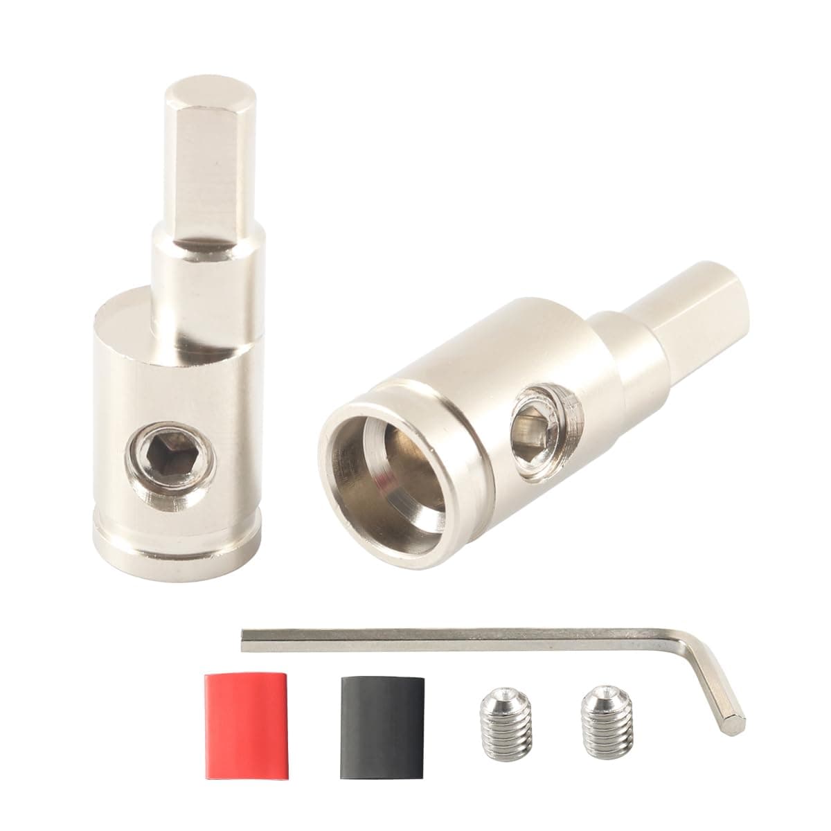 Amp Input Reducer 4Gauge to 4Gauge Car Audio Amplifier Wire Terminal Connectors Brass 2PCS with Heat Shrink Tubing