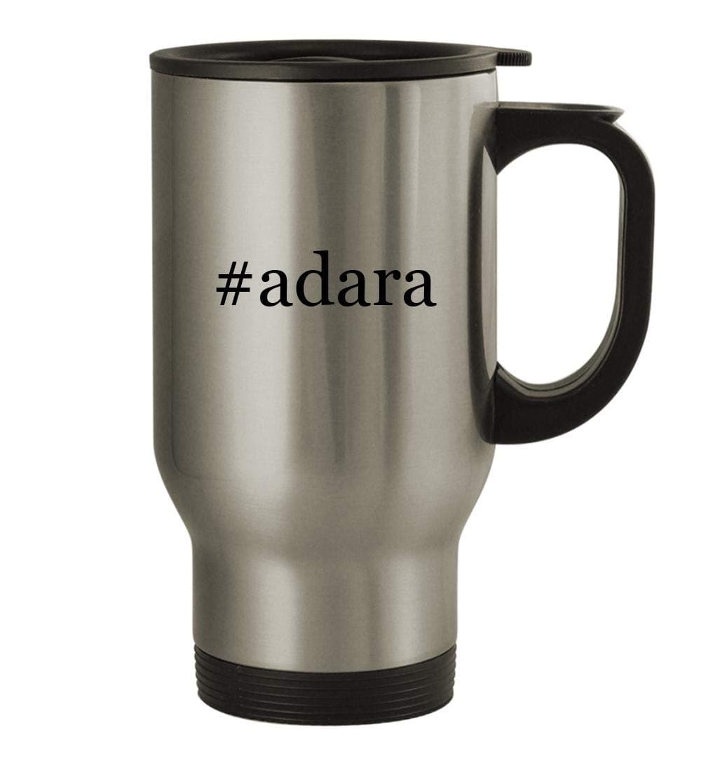 #adara - 14oz Stainless Steel Hashtag Travel Coffee Mug, Silver