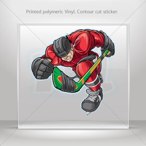 Decals Stickers Ice Hockey Player Attack car helmet window bike Garage door 6 X 5.7 Inches Vinyl color print 0600 W979X