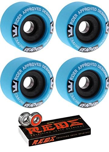 63mm RAD Wheels Feather Wheels with Bones Bearings - 8mm Bones REDS Precision Skate Rated Bearings - Bundle of 2 items