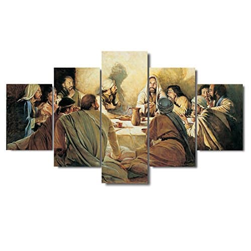 Giclee Print Canvas Poster Wall Art Framework Jesus Abstract Paintings Modular Living Room HD Prints Last Supper Pictures (Size 3:16x24inchx2,16x32inchx2,16x40inchx1 Frame)