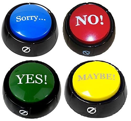 Set of 4 Talking Buttons - No, Yes, Sorry & Maybe - Novelty Desk Zany Toys
