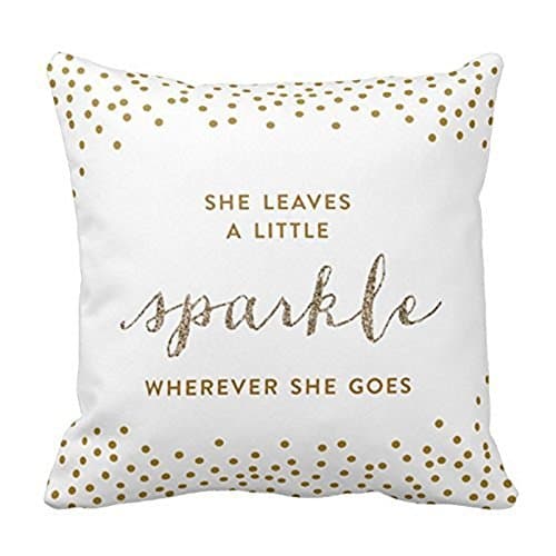 Golden Inspirational Quote Super Soft Home Decorative Throw Pillow Case Cushion Cover 18" x 18" (Sparkle)