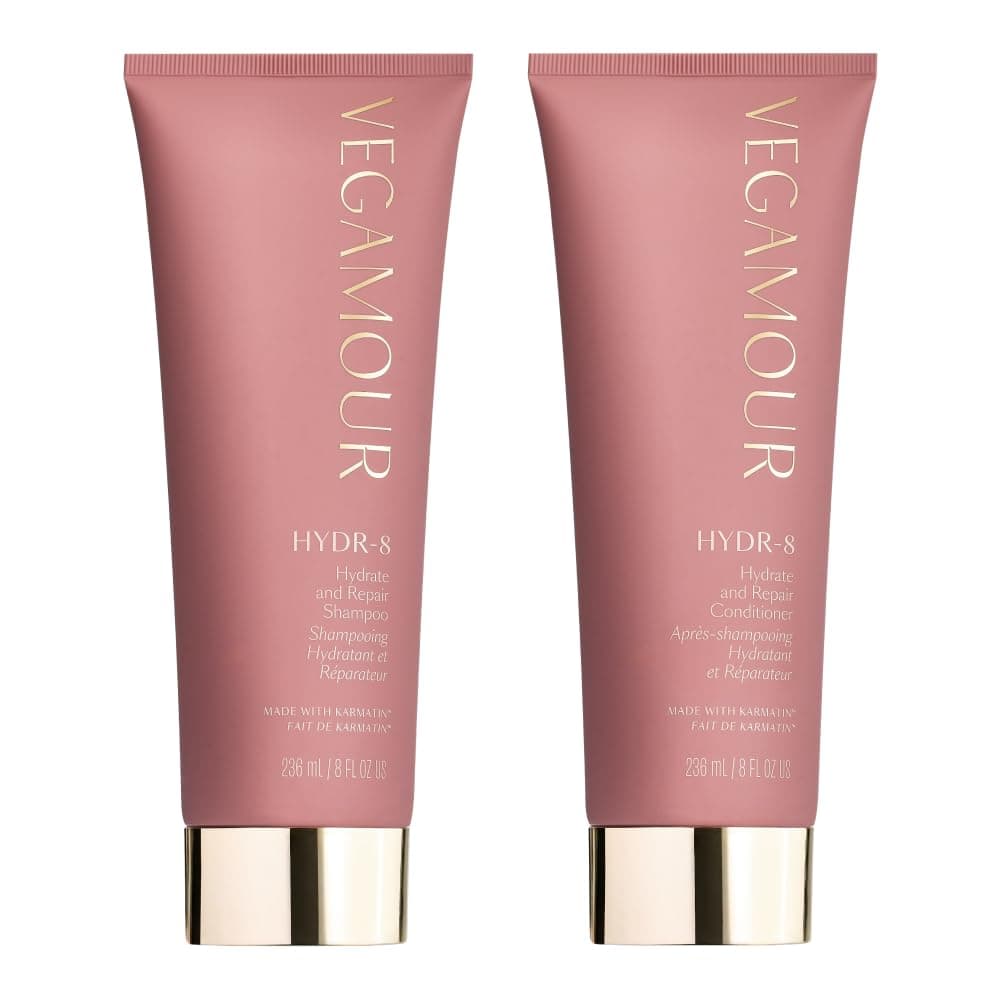 VEGAMOUR HYDR-8 Hydrate and Repair Shampoo and Conditioner Kit | ​​Cleanses and Strengthens Dry, Damaged Hair with Amino Acids and Karmatin™ | Clean, Vegan, Cruelty-Free, Clinically Proven, Color Safe